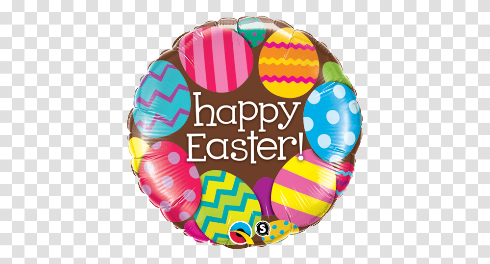 Happy Easter Eggs & Chocolate Foil Balloon 46cm Tie Dye Peace Sign, Text, Food, Sweets, Label Transparent Png