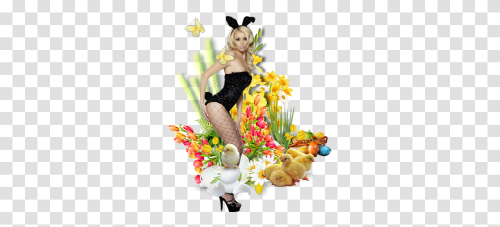 Happy Easter Girl Official Psds Bunny Girl, Plant, Flower, Blossom, Flower Bouquet Transparent Png