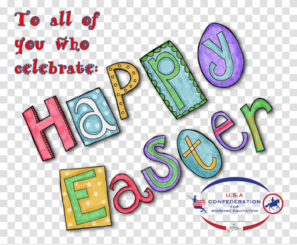 Happy Easter - Confederation For Working Equitation Clip Art, Alphabet, Text, Number, Symbol Transparent Png