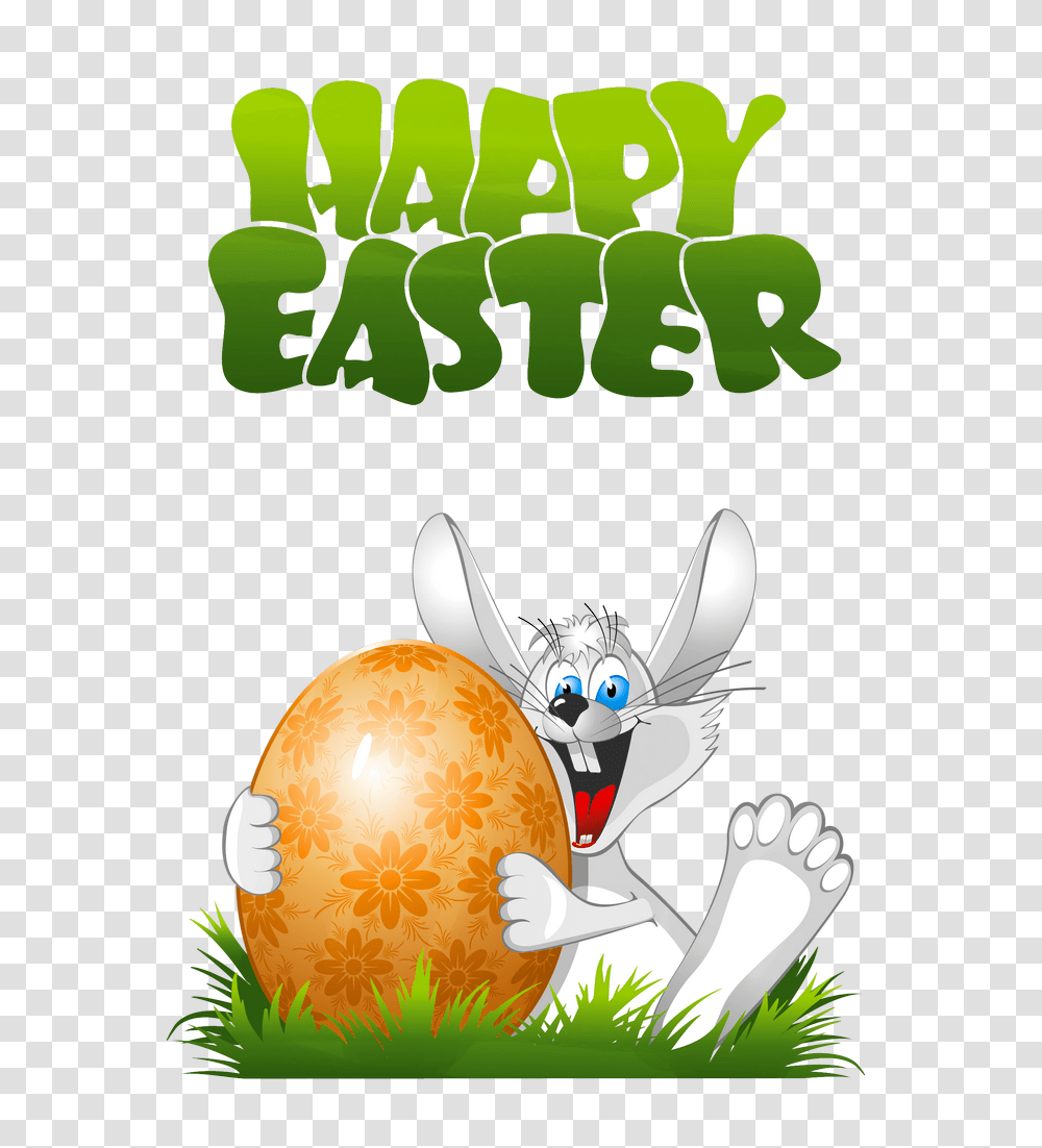 Happy Easter With Bunny Animated Free Happy Easter, Food, Egg, Bird, Animal Transparent Png