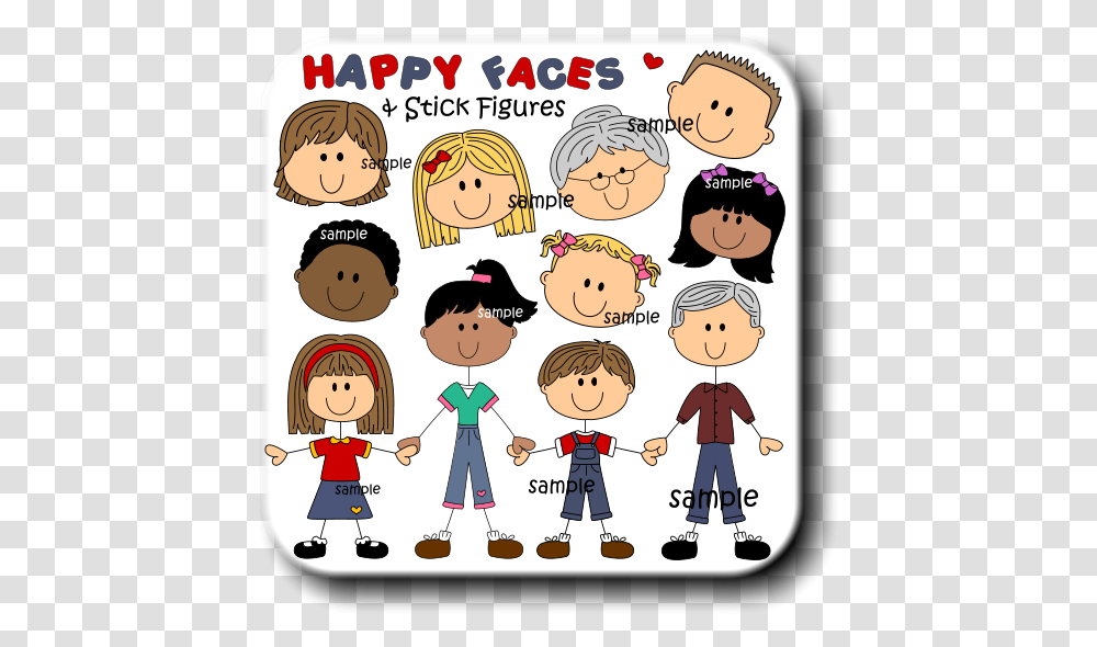 Happy Faces Stick Figures, Girl, Female, Kid Transparent Png