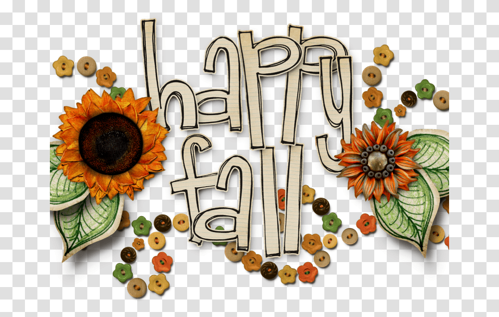 Happy Fall Clip Art Happy Small First Day Of Fall Clipart, Plant, Flower, Blossom, Sunflower Transparent Png