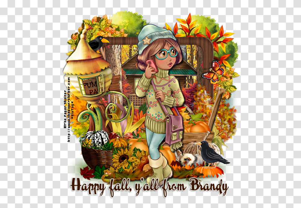 Happy Fall Y All From Brandy Soau Cartoon, Person, Poster, Advertisement, Leisure Activities Transparent Png