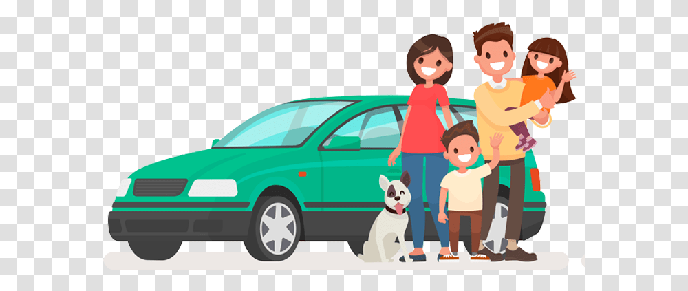 Happy Family Car Illustration, Vehicle, Transportation, Automobile, People Transparent Png
