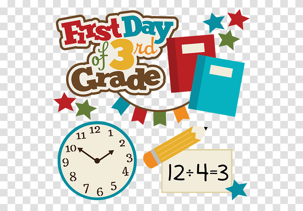 Happy First Day Of School Clipart Svg Download First Day Of Grade, Analog Clock, Advertisement, Poster, Flyer Transparent Png