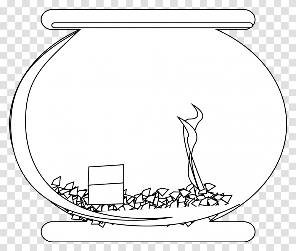 Happy Fish Eating Fish Food In A Fish Bowl Clipart Fishbowl Black And White Clip Art, Meal, Dish, Screen, Electronics Transparent Png