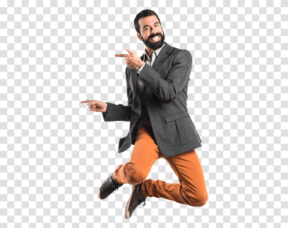 Happy Guy Jumping, Suit, Overcoat, Person Transparent Png – Pngset.com