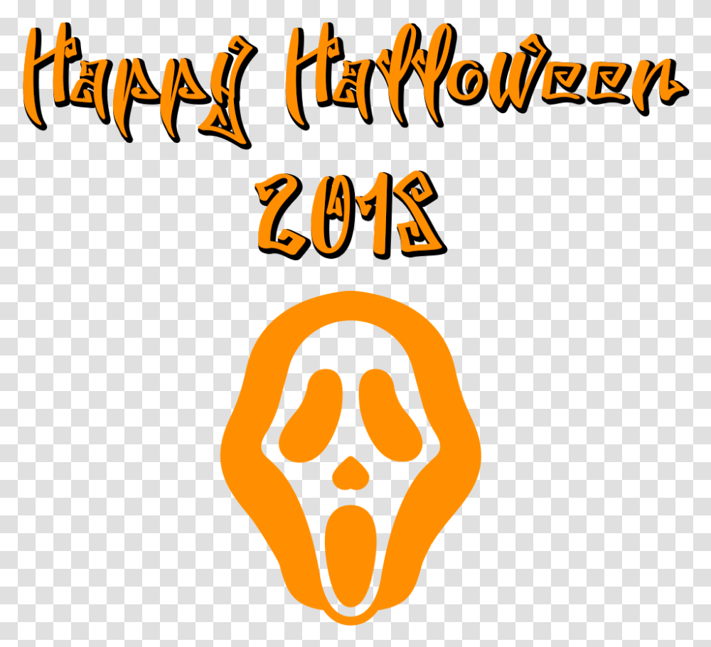 Happy Halloween 2018 Scary Font Mask Happy Halloween Scary Font, Label, Advertisement, Alphabet Transparent Png