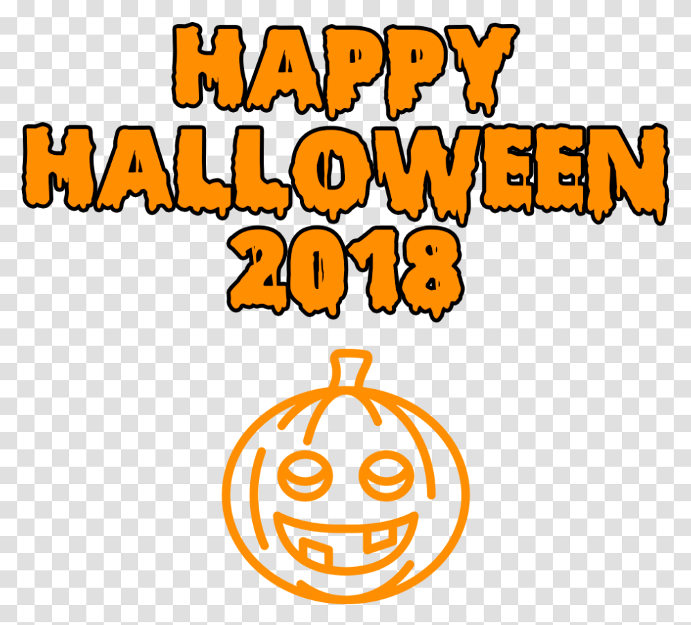 Happy Halloween 2018 Smiling Pumpkin Bloody Font, Gold, Alphabet, Word Transparent Png