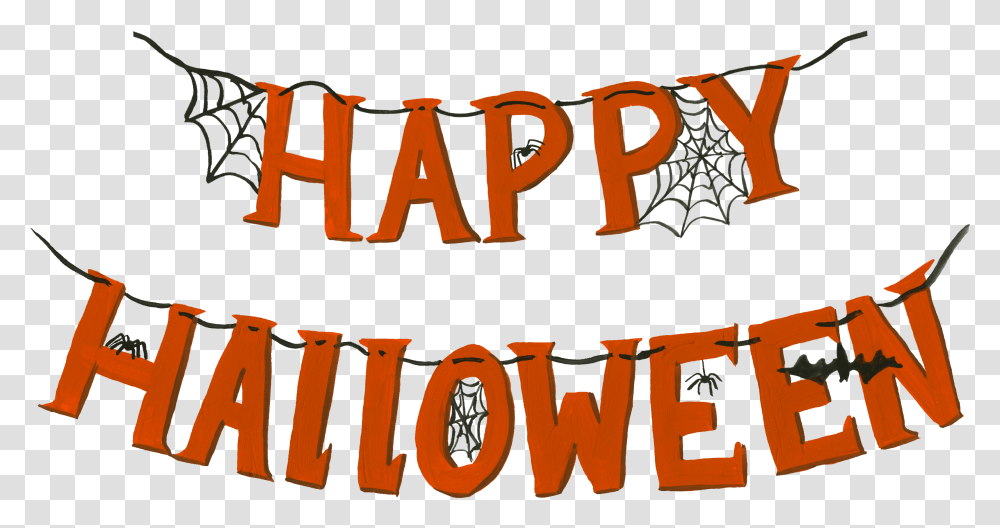 Happy Halloween Banner Print Cut File, Text, Alphabet, Word, Label Transparent Png