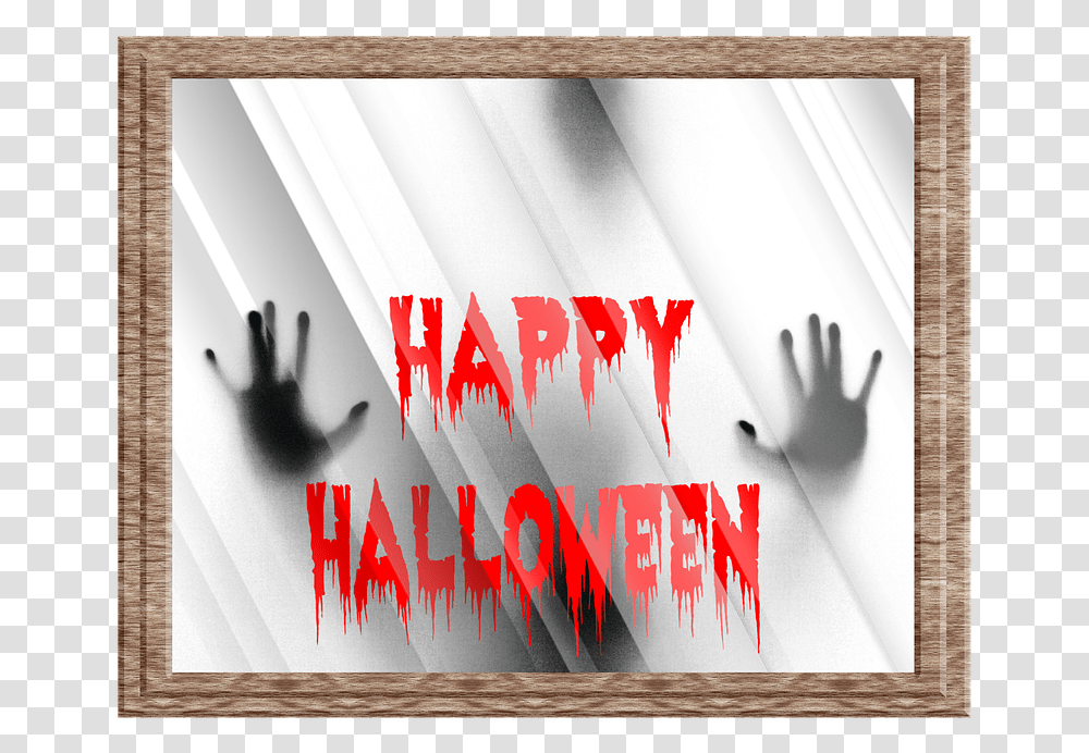 Happy Halloween Glass Hands Blood Scary Horror Sign Language, Wood, Advertisement, Poster Transparent Png