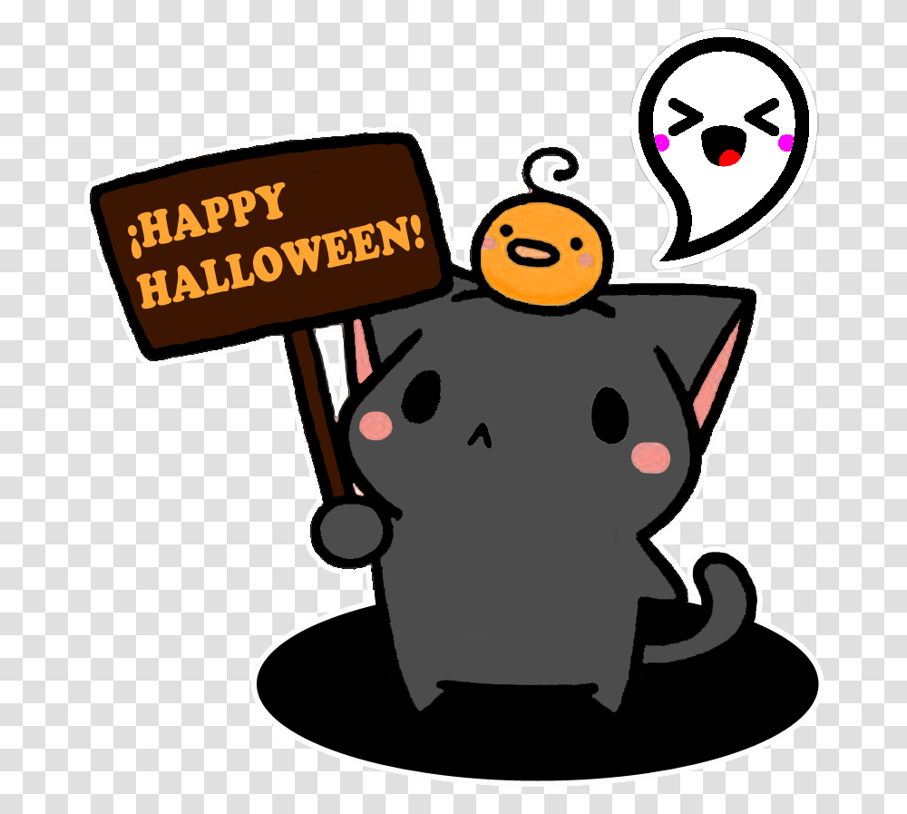 Happy Halloween Halloween Kawaii 900x900 Clipart Happy Halloween Kawaii, Text, Face, Label, Clothing Transparent Png