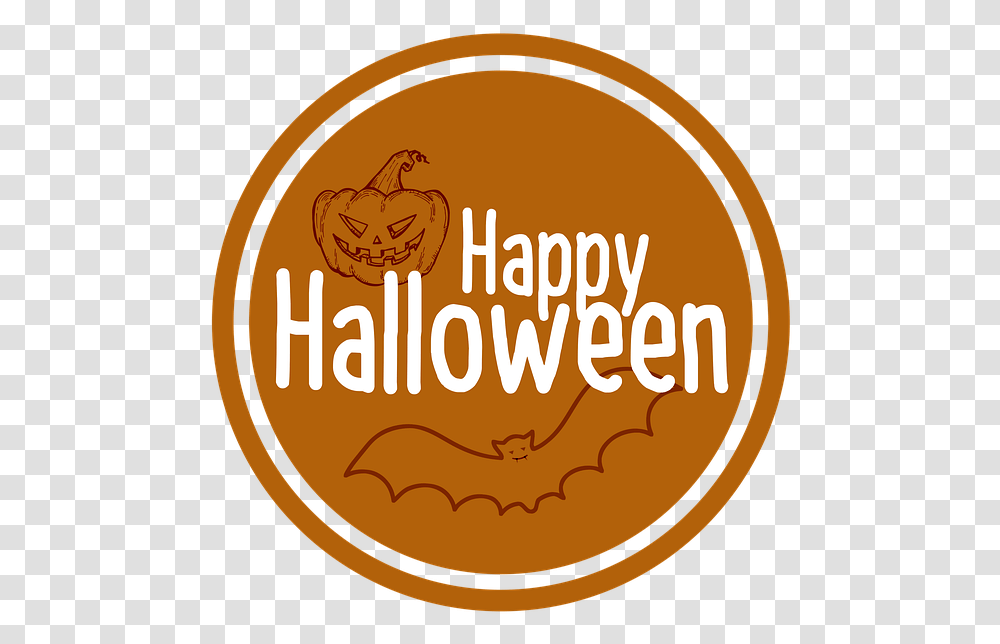 Happy Halloween Halloween Scary Holiday Pumpkin Illustration, Label, Logo Transparent Png