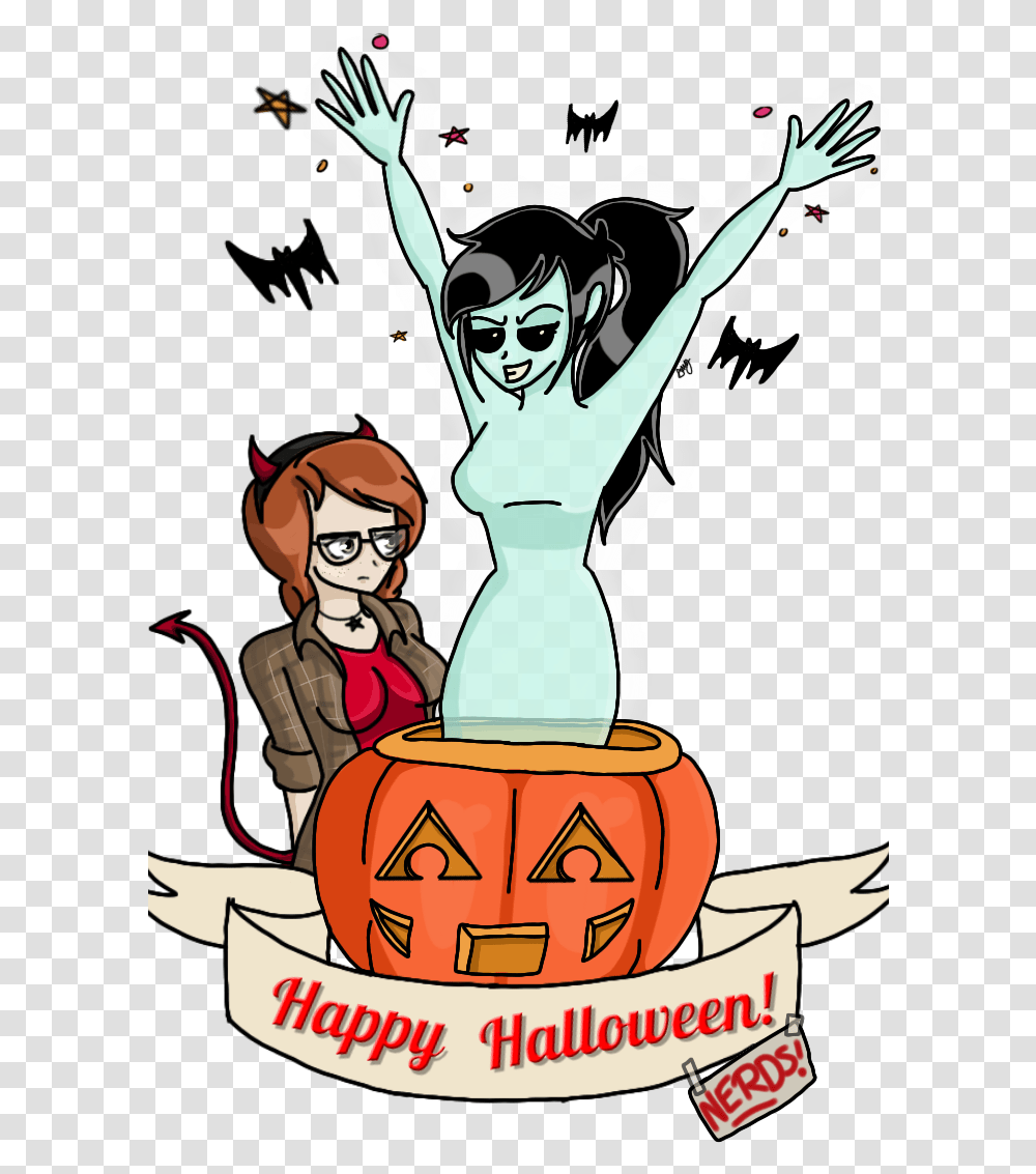 Happy Halloween Nerds By Ghostgirl3000 Cartoon, Poster, Advertisement, Person, Human Transparent Png