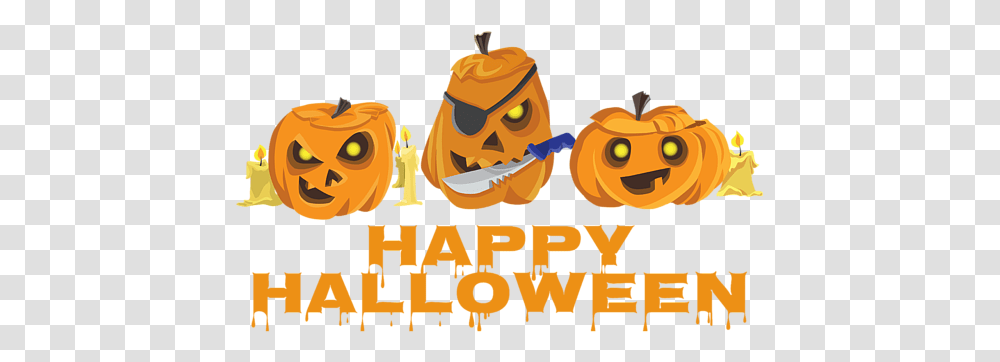Happy Halloween Scary Jack O Lantern Pumpkins Throw Pillow Halloween, Plant, Label, Text, Animal Transparent Png