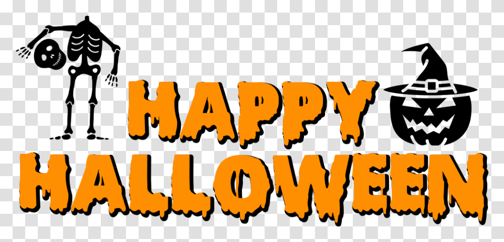 Happy Halloween Skeleton And Pumpkin Graphic Design, Text, Label, Plant, Poster Transparent Png