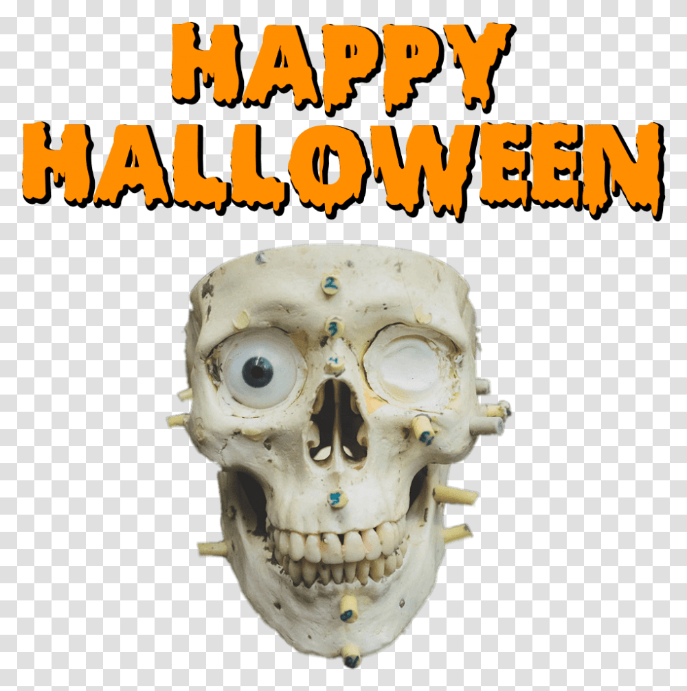 Happy Halloween Skull Happy Halloween Transparente, Jaw, Poster, Advertisement, Label Transparent Png