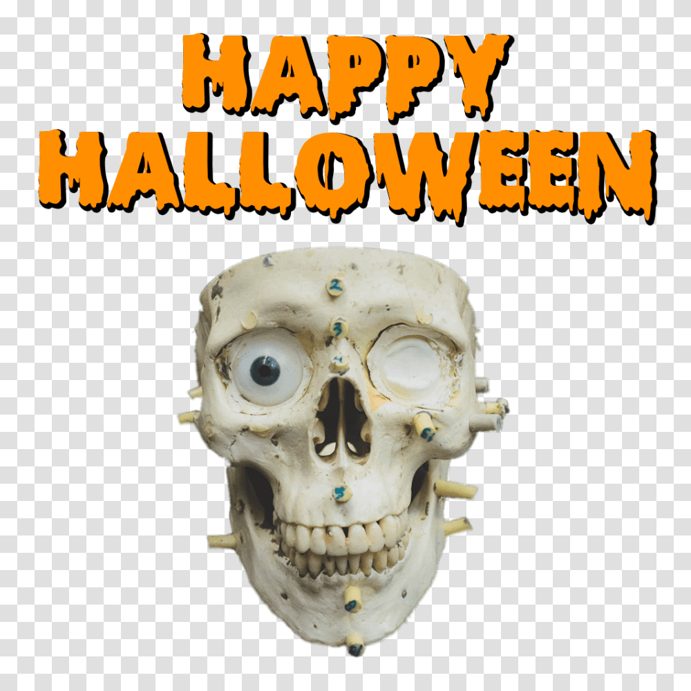Happy Halloween Skull, Jaw, Poster, Advertisement, Teeth Transparent Png