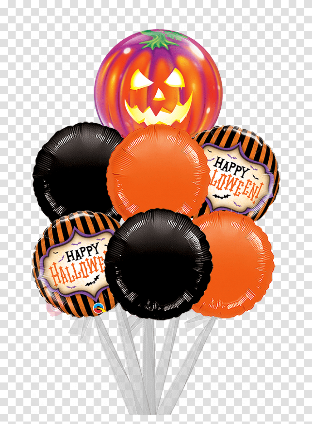 Happy Halloween Spooky Bats Bigger Bouquet 7 Balloons Halloween Balloons, Lamp, Microphone, Electrical Device Transparent Png