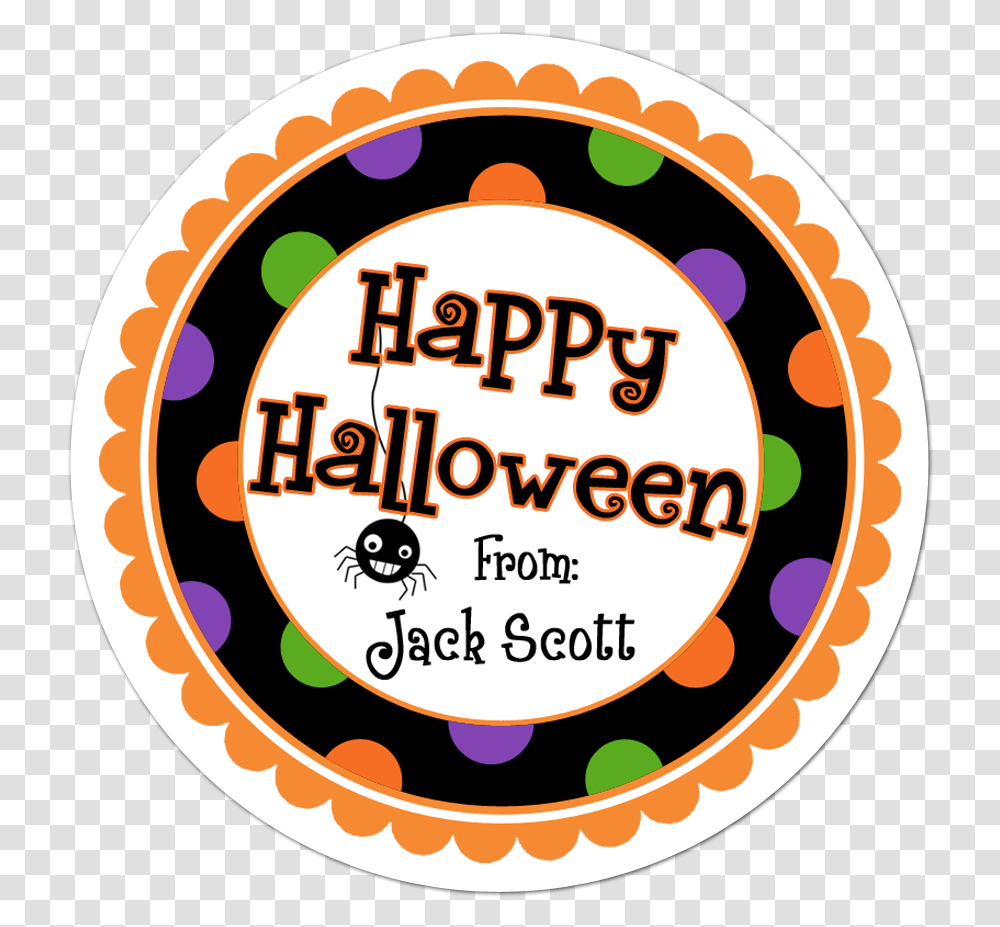 Happy Halloween Wide Polka Dot Border Personalized Happy Circle, Label, Text, Sticker, Food Transparent Png
