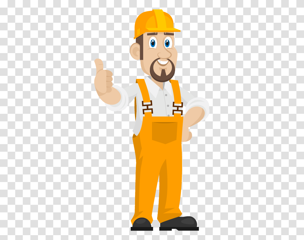Happy Handymen Service In Construction Worker Cartoon, Person, Costume, Helmet Transparent Png