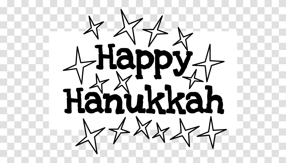 Happy Hanukkah Black Letters Black And White Stars, Star Symbol, Number Transparent Png
