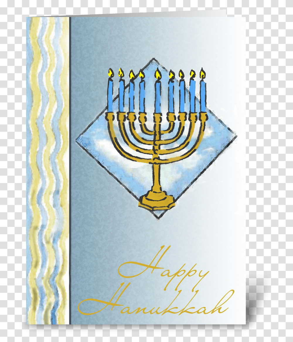 Happy Hanukkah Menorah Card Greeting Card Hanukkah, Lamp, Handwriting, Doodle Transparent Png