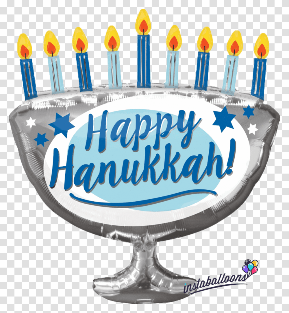 Happy Hanukkah Menorah Large Balloon Instaballoons, Birthday Cake, Dessert, Food Transparent Png