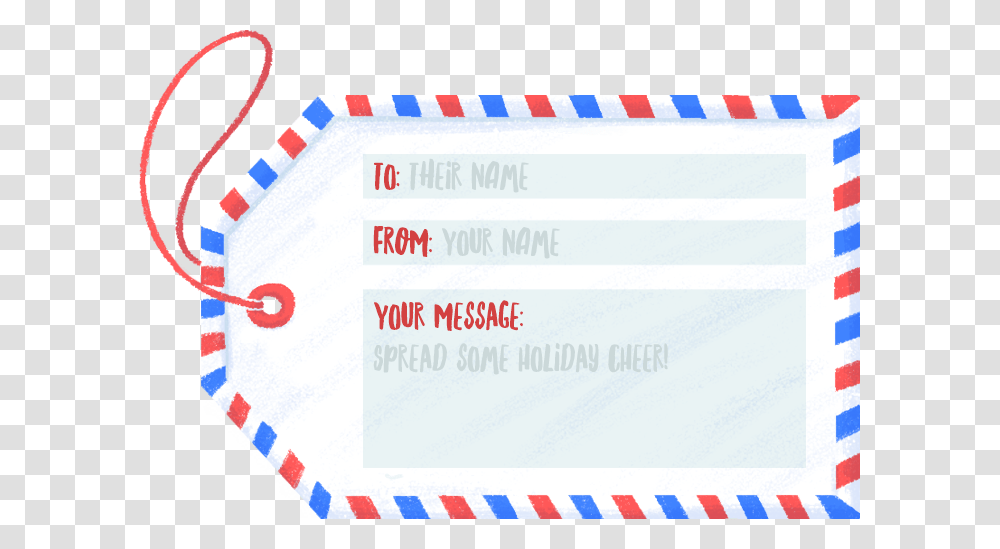 Happy Holiday Name Tag, Airmail, Envelope Transparent Png