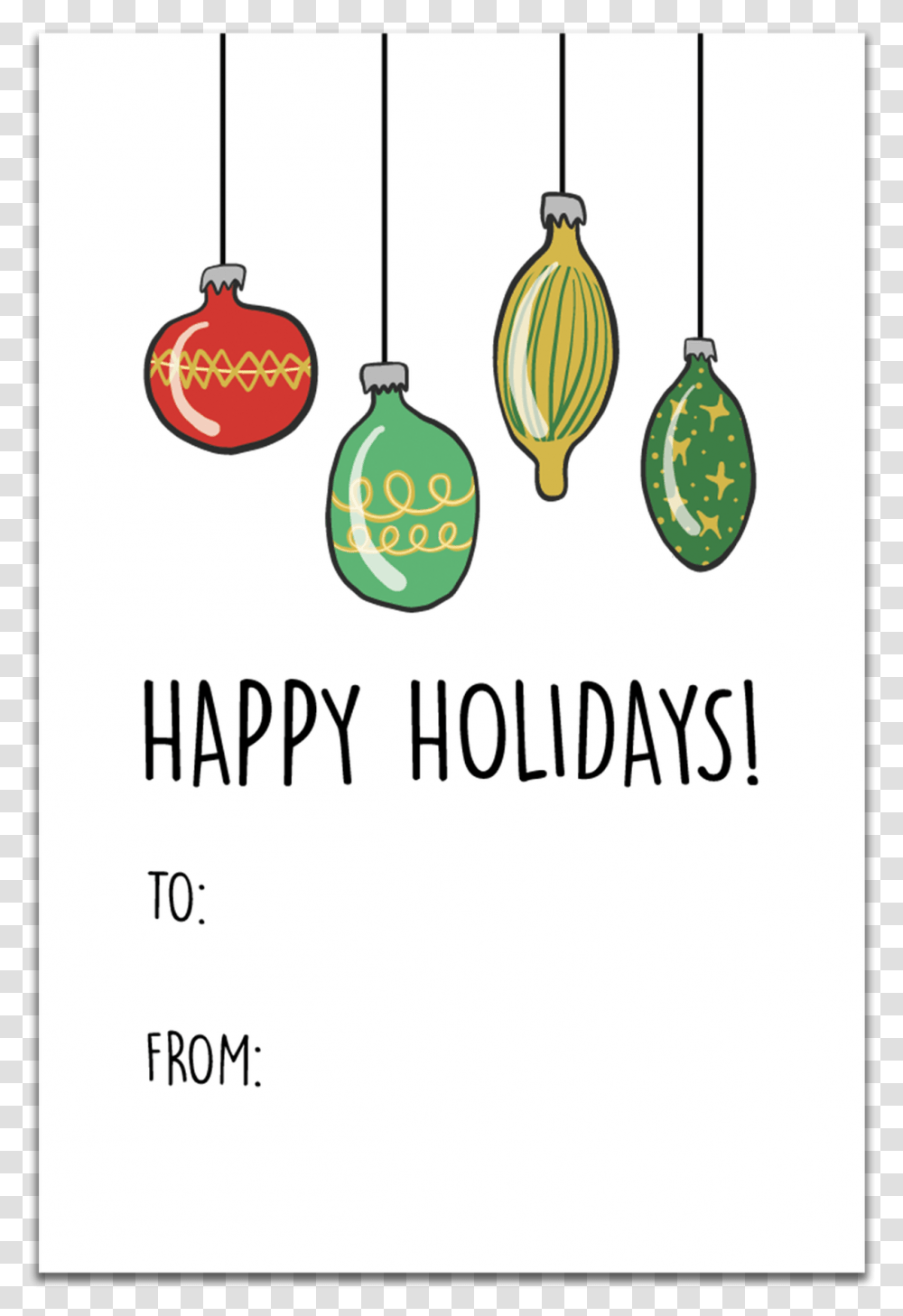 Happy Holidays Christmas Bulbs Gift Tag Happy Holidays Tag, Label, Advertisement, Tabletop Transparent Png
