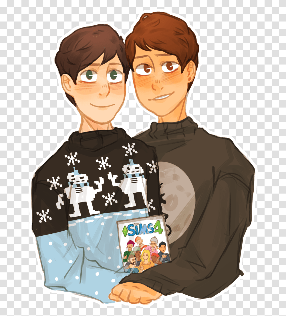 Happy Holidays From The Howlters Phil Lester Dan Howell Cartoon, Person, Face, Sleeve Transparent Png