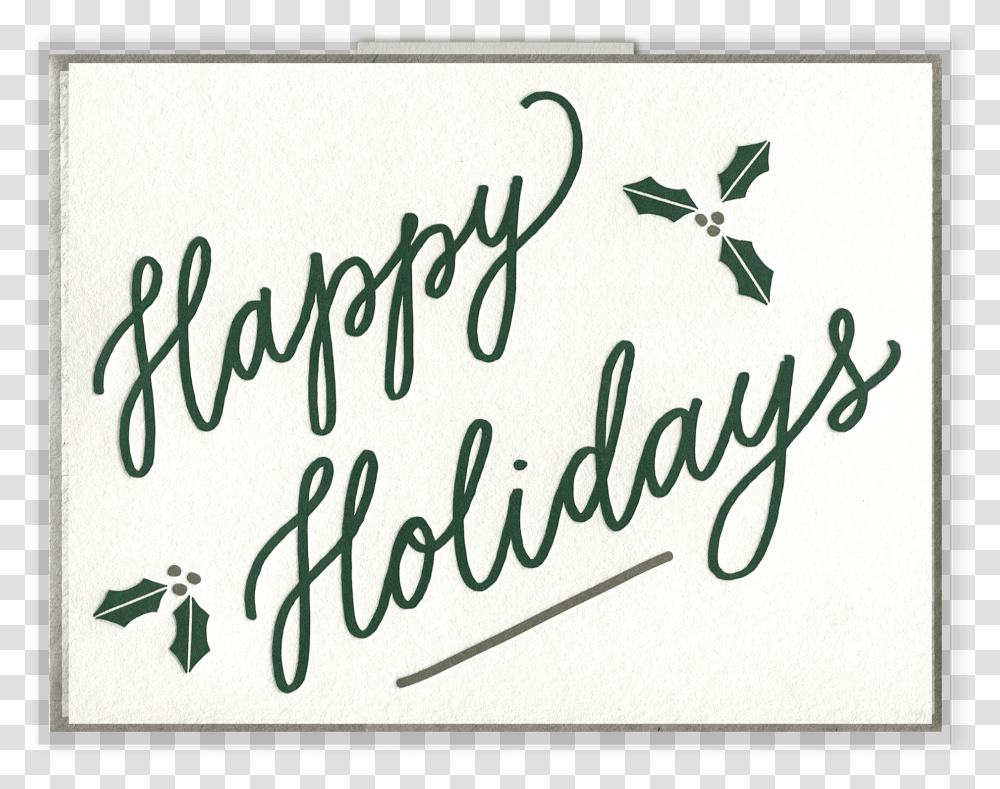 Happy Holidays Letterpress Greeting Card Calligraphy, Handwriting, Label Transparent Png