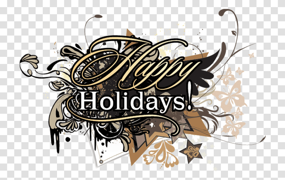 Happy Holidays Text, Calligraphy, Handwriting Transparent Png