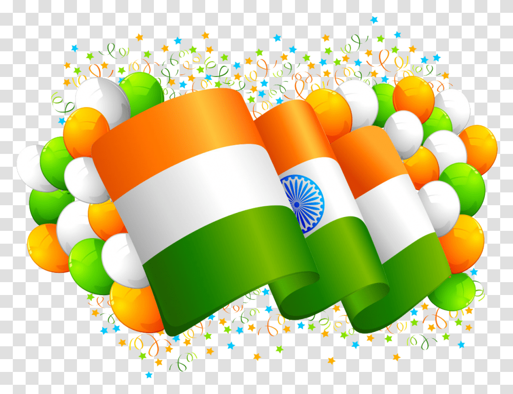 Happy Independence Day India Hd, Balloon, Confetti, Paper Transparent Png