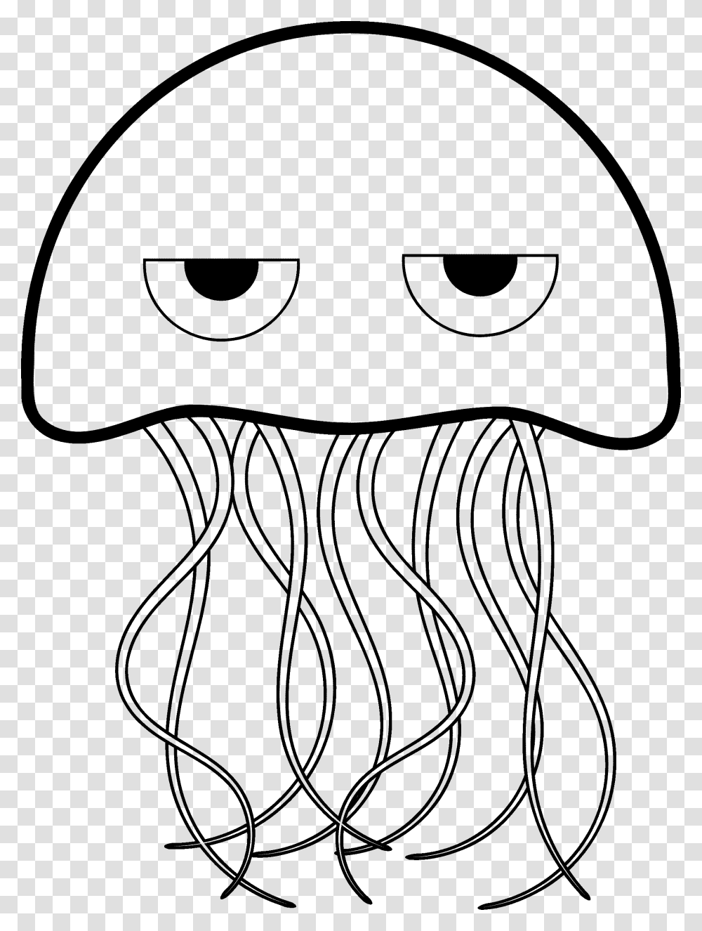 Happy Jellyfish Black And White Clip Art, Invertebrate, Sea Life, Animal, Head Transparent Png