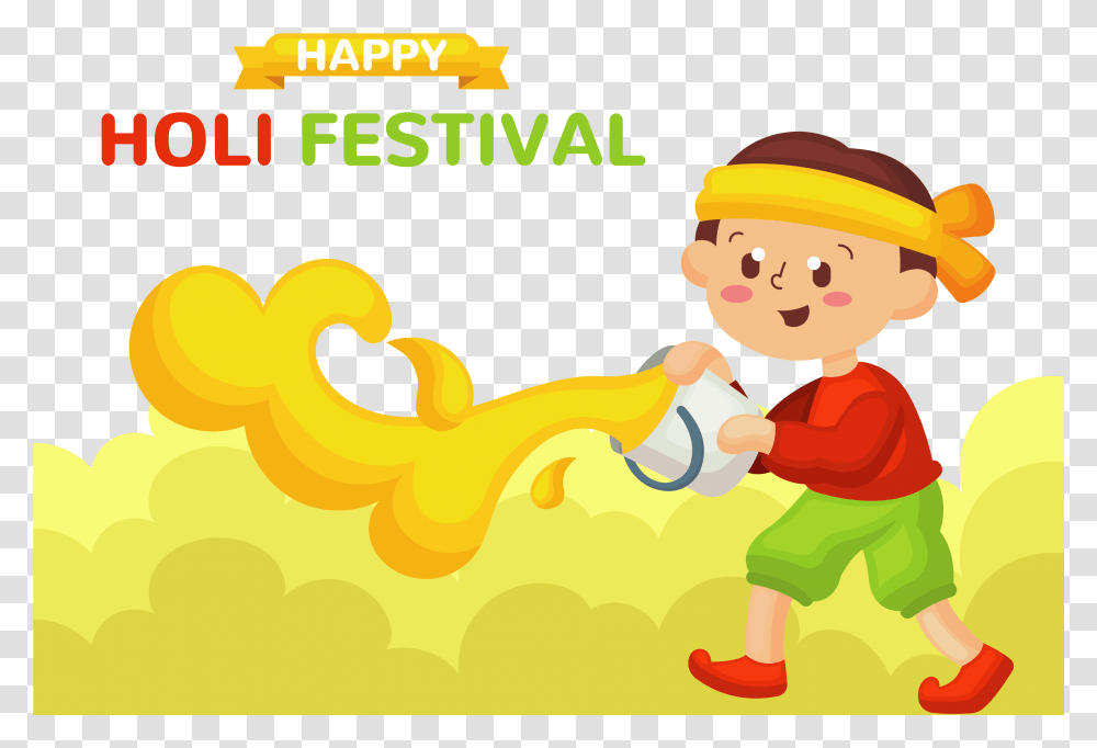 Happy Kids Clipart Boy Playing Holi, Person, Human, Food Transparent Png