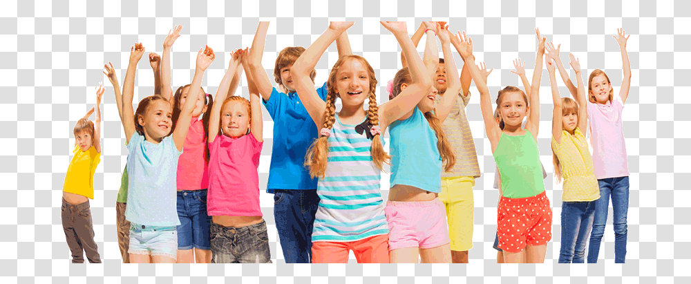 Happy Kids With Raised Hands Scholarship Kids, Shorts, Person, Dance Pose Transparent Png