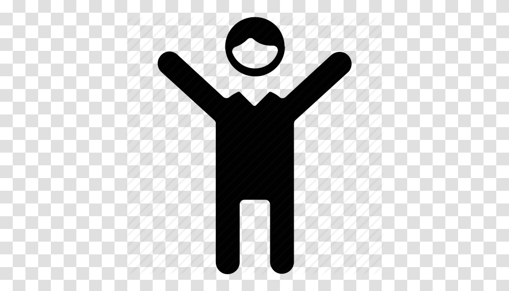 Happy Man Happy Person Joyful Man Man Successful Person Icon, Hand, Light, Silhouette Transparent Png