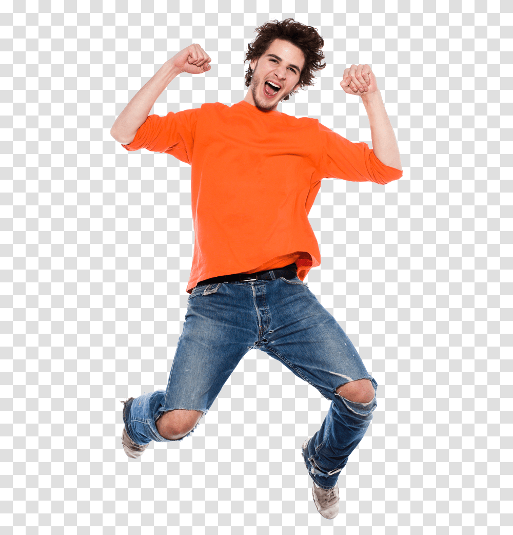Happy Man Jumping, Sleeve, Person, Long Sleeve Transparent Png