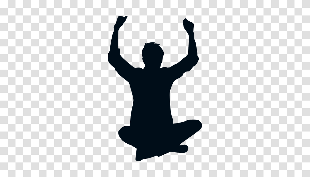 Happy Man Sitting Silhouette, Person, Human, Kneeling, Hand Transparent Png