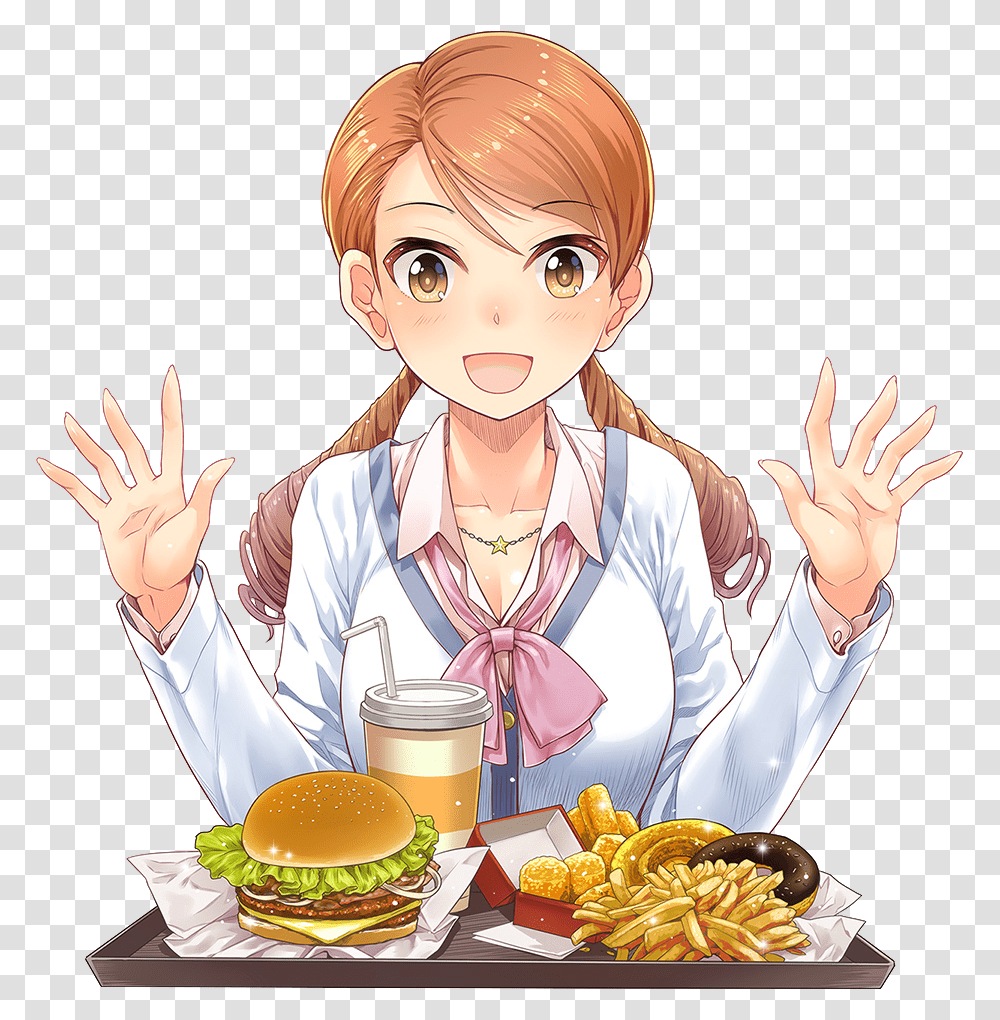 Happy Meal Time Eating, Person, Food, Burger, Drawing Transparent Png