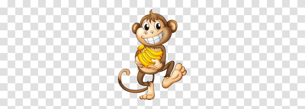 Happy Monkey With Bananas Monkeys Monkey Cartoon, Toy, Animal, Wildlife, Figurine Transparent Png