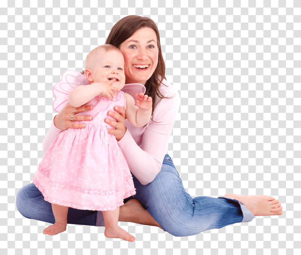 Happy Mother With Baby Image, Person, Sitting, Female, Smile Transparent Png