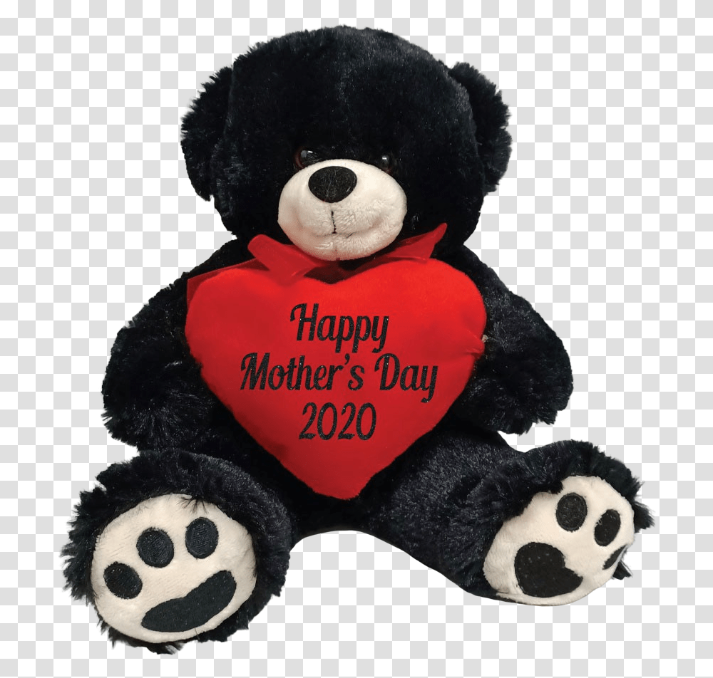 Happy Mothers Day 2020 Black Bear With Heart Love Black Teddy Bear, Toy, Plush Transparent Png