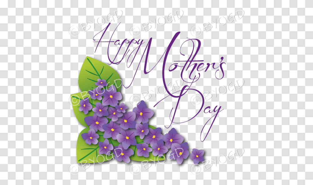 Happy Mothers Day With Purple Violets Happy Mothers Day With Violets, Pattern Transparent Png