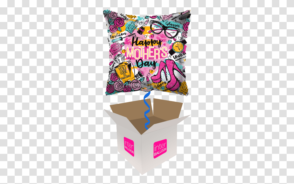 Happy Mother's Day Fabulous Pillow 50th Birthday Balloon 10th Birthday Balloon, Clothing, Cushion, Box, Hat Transparent Png