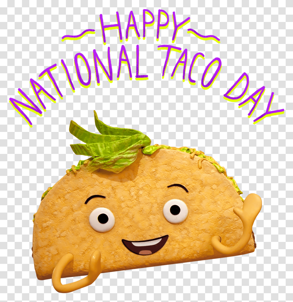 Happy National Taco Day Cartoon National Taco Day, Food, Bread, Toy, Cracker Transparent Png