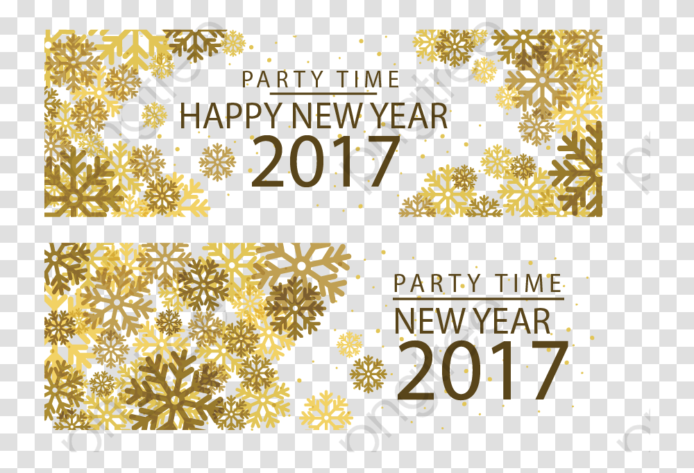 Happy New Year 2017 Golden Party Banner Vector Graphic Design, Floral Design, Pattern, Paper Transparent Png