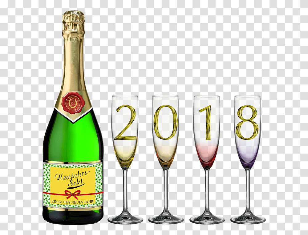 Happy New Year 2018, Alcohol, Beverage, Drink, Glass Transparent Png