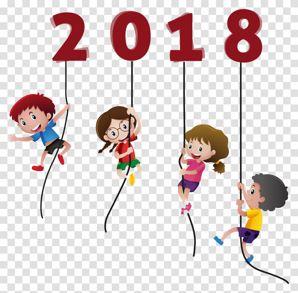 Happy New Year 2018 Kids Funny Child Climbing, Elf, Girl, Female Transparent Png